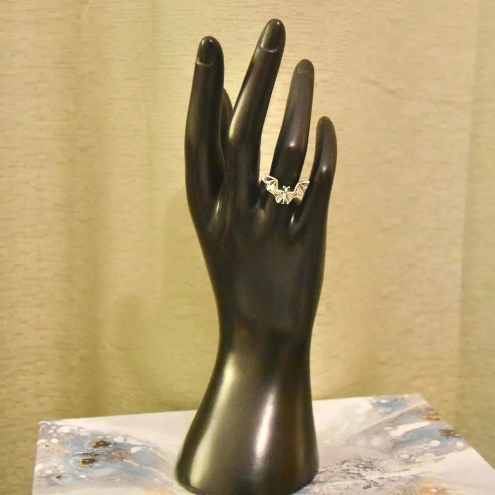 Silver Gothic Bat Ring